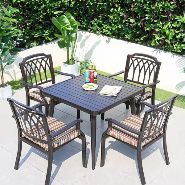 Canora Grey Outdoor Cast Aluminum Table And Chair Combination Balcony